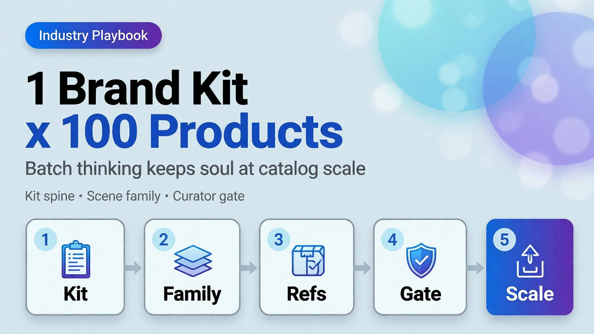 1 Brand Kit x 100 Products — batch thinking playbook cover
